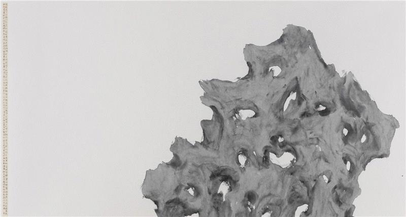 △此处取决于偶然之十  180x96cm  宣纸水墨 2016年,艺术家推介 | 彭薇：寻求过去与当下的平衡,彭薇,水墨,绘画,古代,此处,宣纸,古人,双年展,遗石,我馆