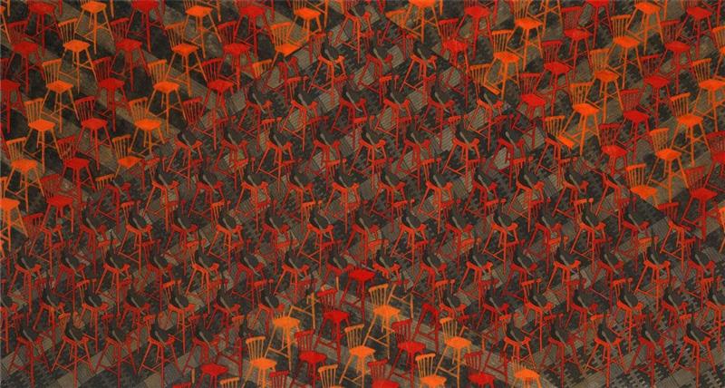 △“沉沦”水墨系列之7—踏着欲望撵沉沦  纸本设色  180x98cm 2018