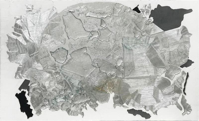 洪浩，有边之世界一，2015，油画、塑形材料、银箔，146x246cm ? 洪浩,洪浩 名和晃平 洛扎诺-亨默 参展2019乌镇当代艺术邀请展,洪浩,洛扎诺,乌镇,邀请展,佩斯,晃平,谈嘉宾,洪浩洪浩,材料,拉斐尔