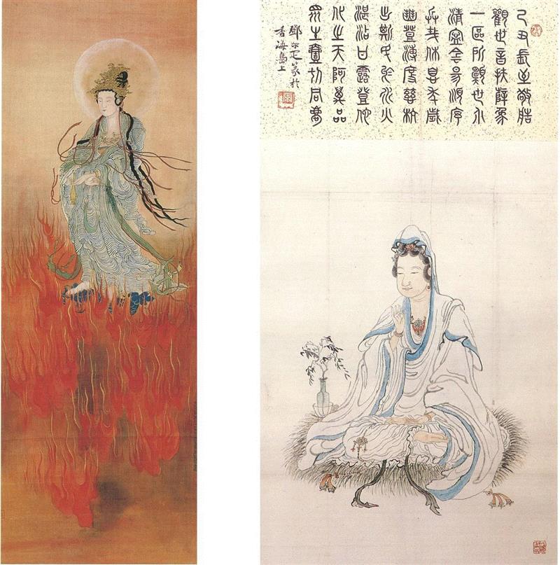 一九四三年〈云火观音〉、一九四九年〈观世音菩萨〉可参见〈黄般若的世界〉（香港，中文大学文物馆，一九九