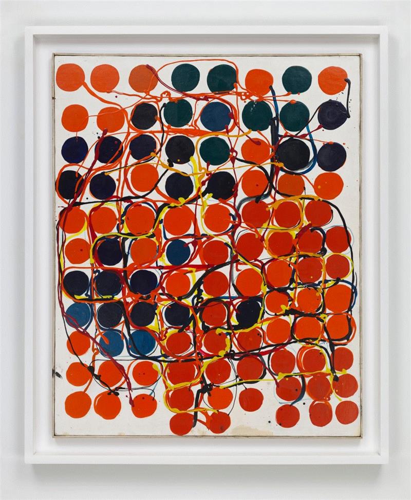 ▲ 田中敦子，《无题》，1959，合成聚合物涂料画布，91.4 x 73.7 x 2.5&