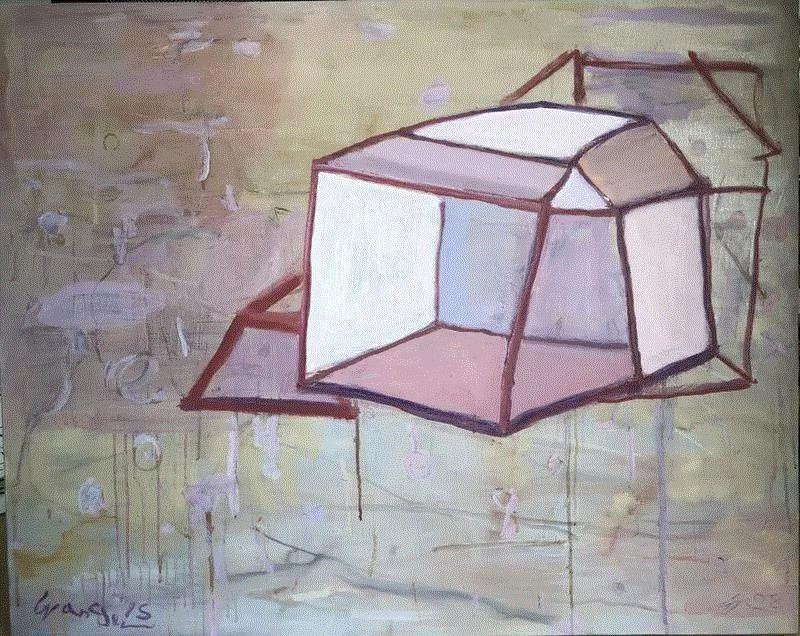 ▲ 盒子之三   布面丙烯 80 x 100cm 2015,王川：我的精神生活,王川,水墨,香港,深圳,汉雅轩,成都,偏锋,宣纸,工作室,台北