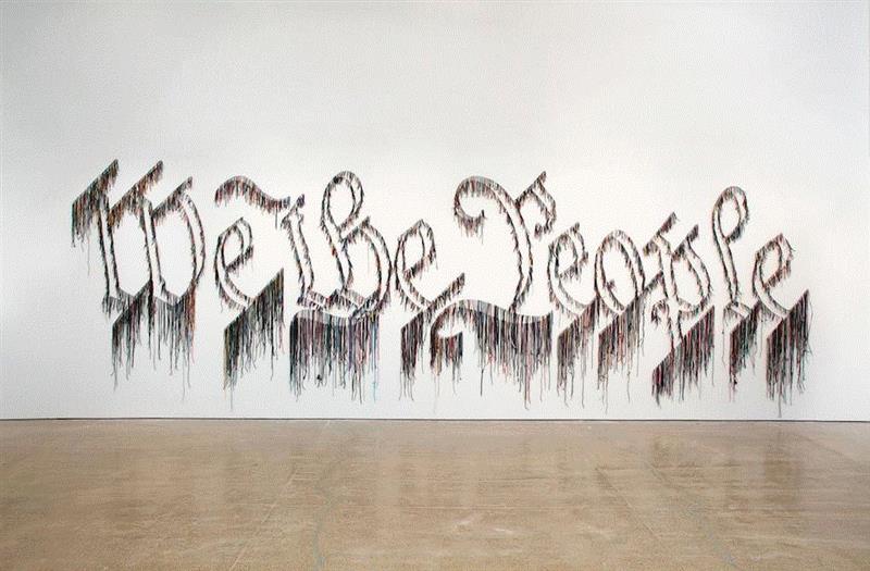 We the People，2011年,展览现场|艺术家纳利·华德（Nari Ward）纽约新美术馆个展“We the People”,纽约新美术馆,Ward,纳利·华德,Studio纳利,纳利,华德,鞋带,香港,美术馆,首尔