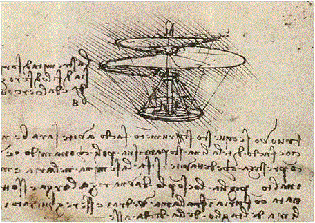 达·芬奇绘制的飞机螺旋桨草图,列奥纳多·达·芬奇：敢于不同凡“想”，就像任何时代的“异类”天才和创新者一样。,列奥纳多,天才,异类,创新者,笔记,想象力,好奇心,马斯克,装置,达芬奇