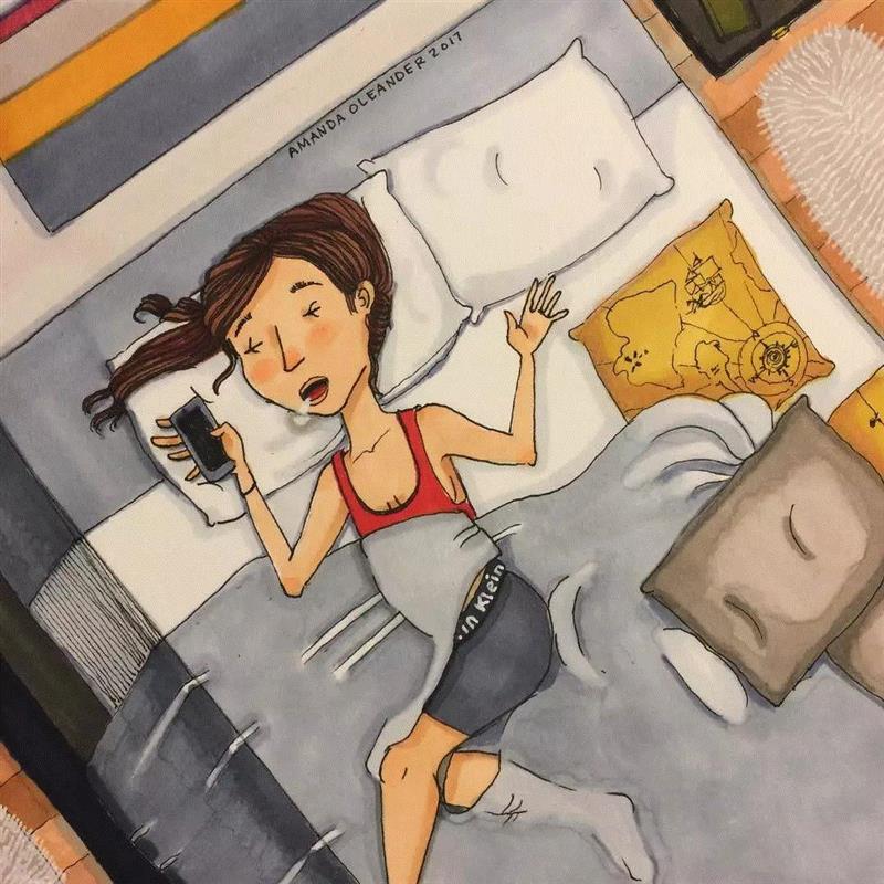 这些看上去很“丑”的插画，确是最真实的生活！,插画,老公,Oleander,真谛,三角裤,额头,粉刺,胡子,腿毛,老婆