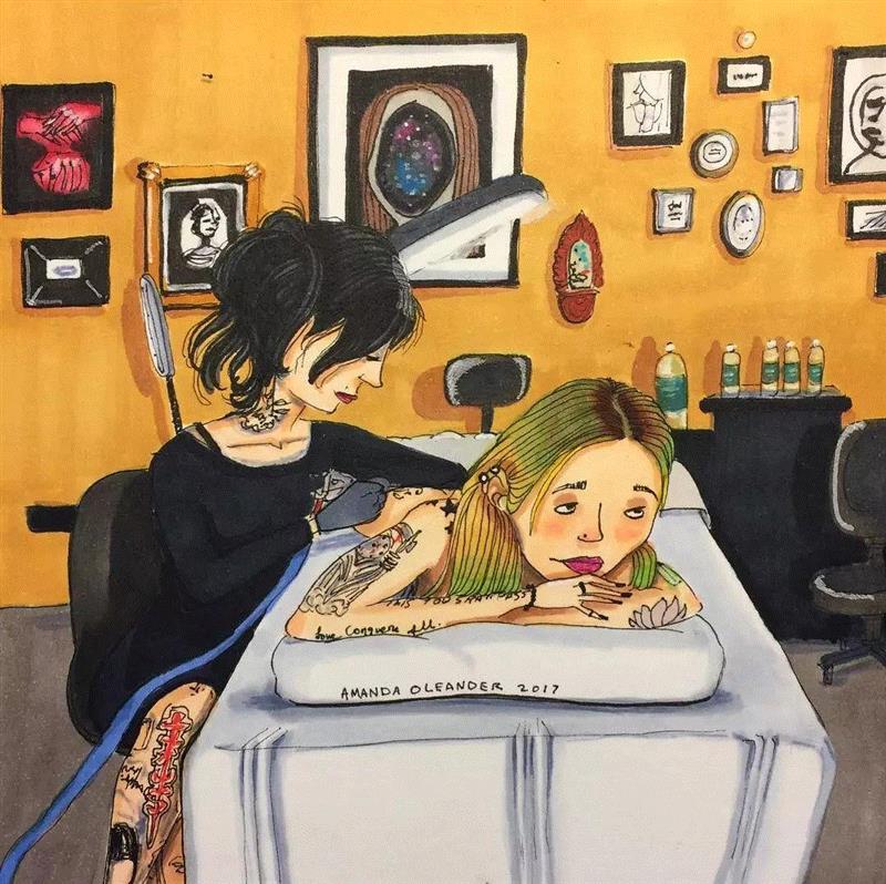 这些看上去很“丑”的插画，确是最真实的生活！,插画,老公,Oleander,真谛,三角裤,额头,粉刺,胡子,腿毛,老婆