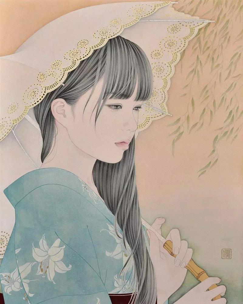 淡墨线条勾勒青春少女,少女,上方,日本,插画师,小编