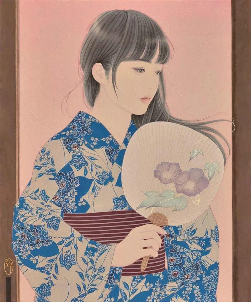 淡墨线条勾勒青春少女,少女,上方,日本,插画师,小编