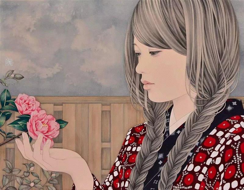 淡墨线条勾勒青春少女,少女,上方,日本,插画师,小编