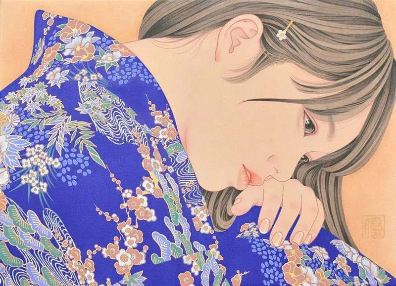 淡墨线条勾勒青春少女,少女,上方,日本,插画师,小编