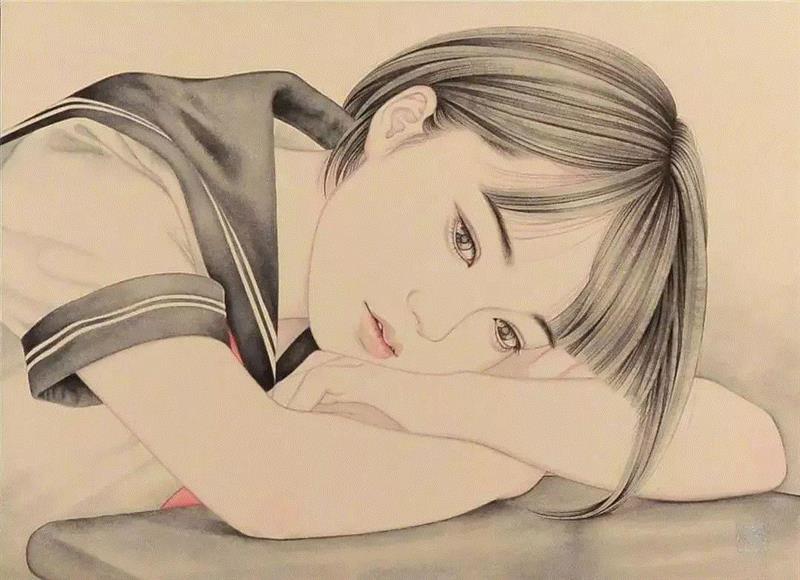 淡墨线条勾勒青春少女,少女,上方,日本,插画师,小编