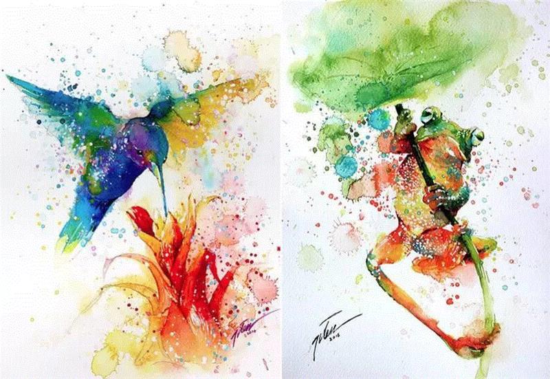 新加坡艺术家Tilen Ti用泼墨的手法绘制的水粉画,这种独特的表达方式可以表达出绘制的力度感,此外