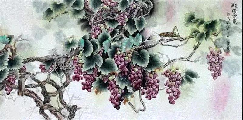 晶莹剔透 ！国画工笔葡萄，看了让人流口水,国画工笔葡萄,上方