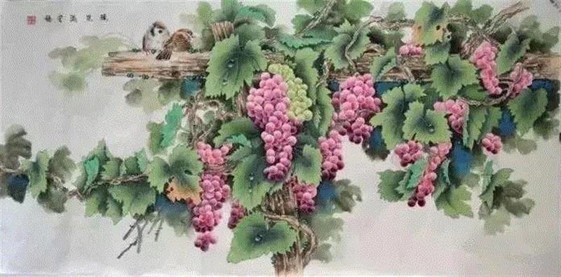 晶莹剔透 ！国画工笔葡萄，看了让人流口水,国画工笔葡萄,上方