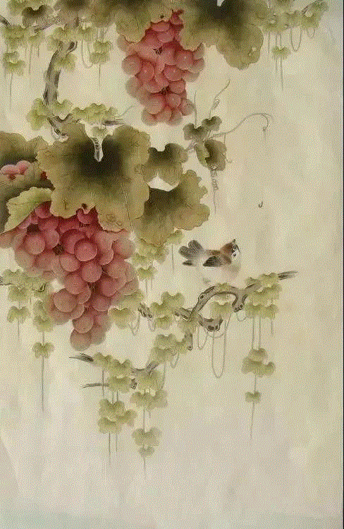 晶莹剔透 ！国画工笔葡萄，看了让人流口水,国画工笔葡萄,上方