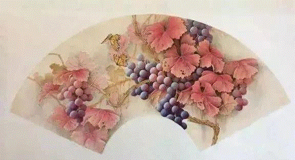 晶莹剔透 ！国画工笔葡萄，看了让人流口水,国画工笔葡萄,上方