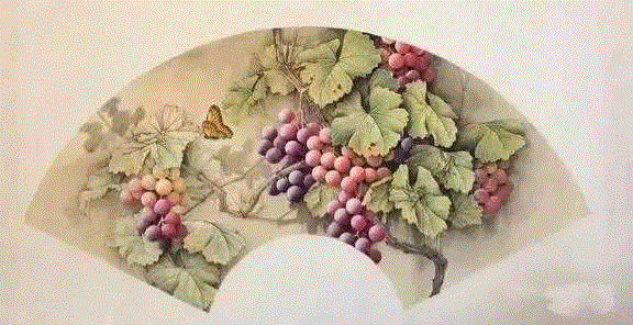 晶莹剔透 ！国画工笔葡萄，看了让人流口水,国画工笔葡萄,上方