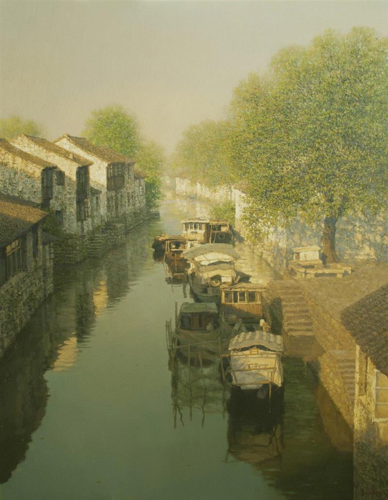在画里品味江南水乡,江南水乡,江南,孙家珮,油画,粮仓,水乡,八号桥,游人,苏轼,流光