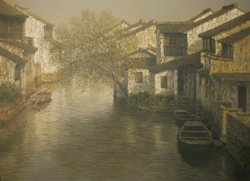 在画里品味江南水乡,江南水乡,江南,孙家珮,油画,粮仓,水乡,八号桥,游人,苏轼,流光