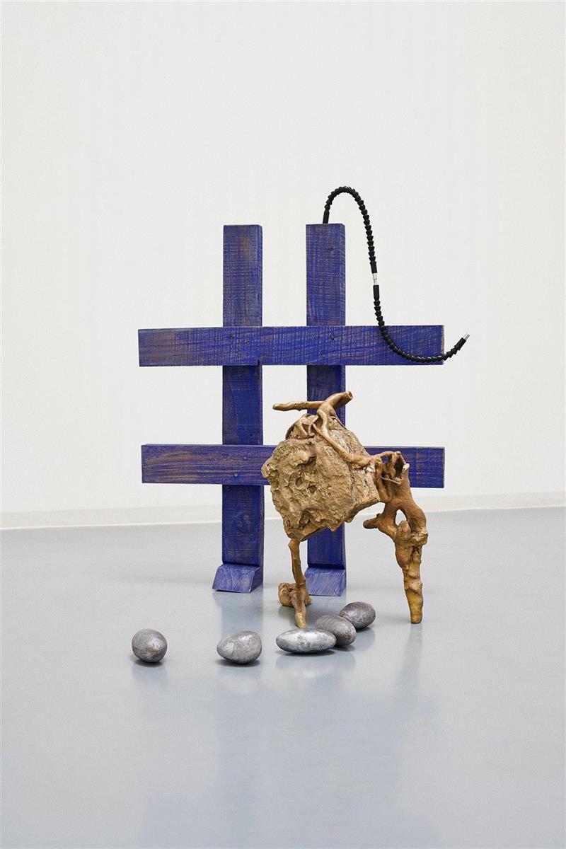 黄铜烤丙烯，榆木，万向螺丝刀，染色玻璃钢,现场 | 关小个展 @ Bonner Kunstverein,小个展,Detail,玻璃钢,丙烯,农业,纪录片,窗户,麻绳,关小,雕塑