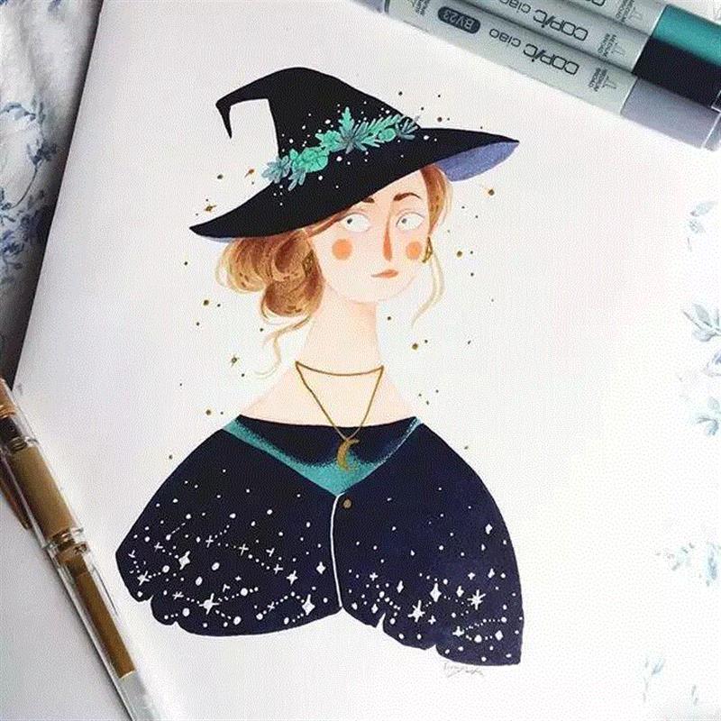 清新小插画就是不一样,人和作品一样靓!,插画,美女,Taryn,Knight,插画师,美女插画师,童趣,女生,魔幻,耳朵