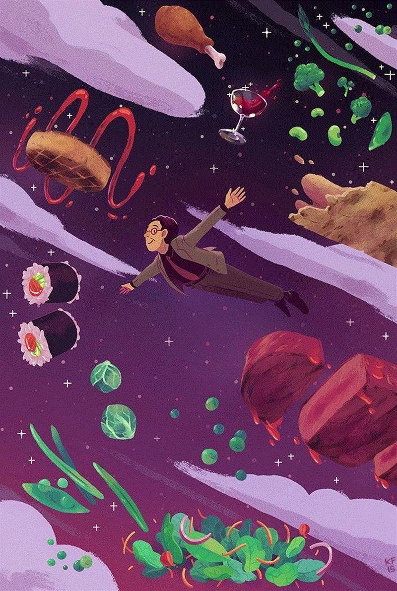 插画丨色彩与想象 都恰如其分,插画,上方,右上,Fewell,三只猫,布鲁克林,媒体,插图,眼球,豆腐丝