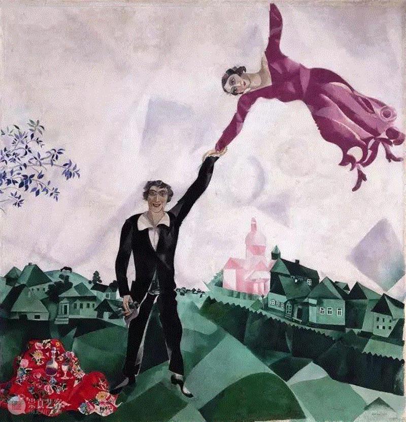 马克·夏加尔《散步》1917,马克·夏加尔丨他的画里，藏着爱情,俄罗斯,Chagall,巴黎画派,夏加尔,马克·夏加尔,现代主义,犹太,Lex 