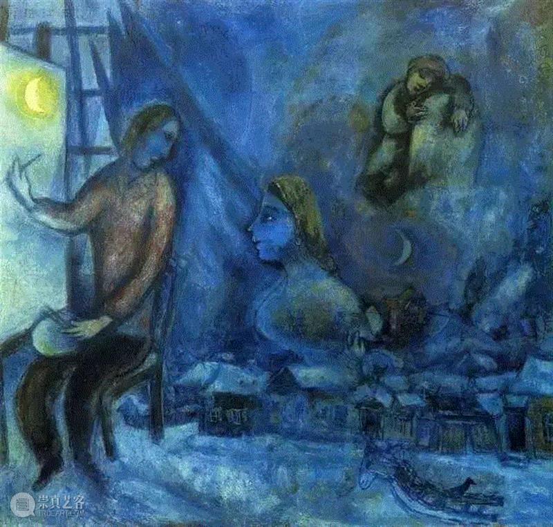 贝拉离世几个月后，夏加尔创作了《献给过去》用忧郁的蓝色纪念贝拉,马克·夏加尔丨他的画里，藏着爱情,俄罗斯,Chagall,巴黎画派,夏加尔,马克·夏加尔,现代主义,犹太,Lex 