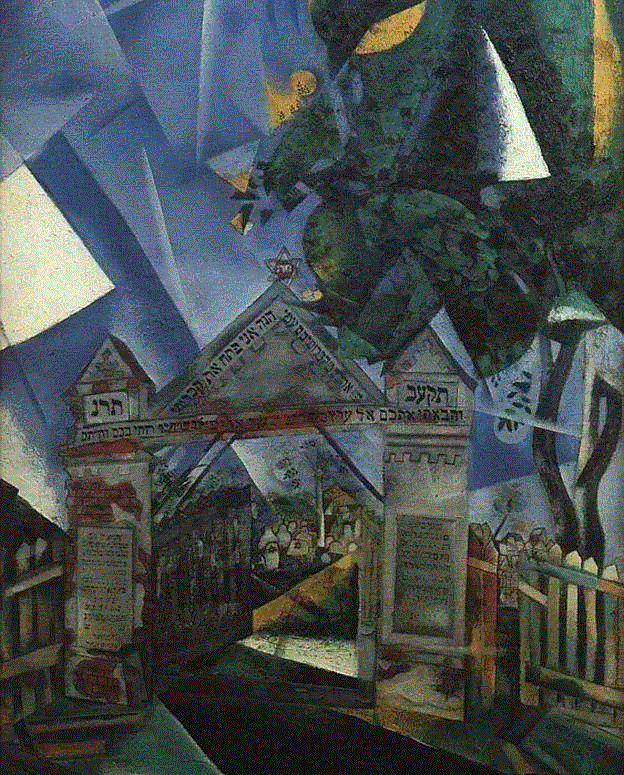 马克·夏加尔，The Cemetery Gates，1917,马克·夏加尔丨他的画里，藏着爱情,俄罗斯,Chagall,巴黎画派,夏加尔,马克·夏加尔,现代主义,犹太,Lex 