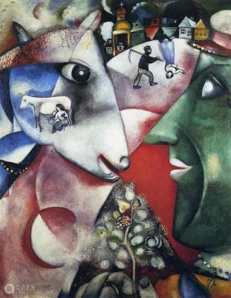 马克·夏加尔，《我与村庄》1911,马克·夏加尔丨他的画里，藏着爱情,俄罗斯,Chagall,巴黎画派,夏加尔,马克·夏加尔,现代主义,犹太,Lex 