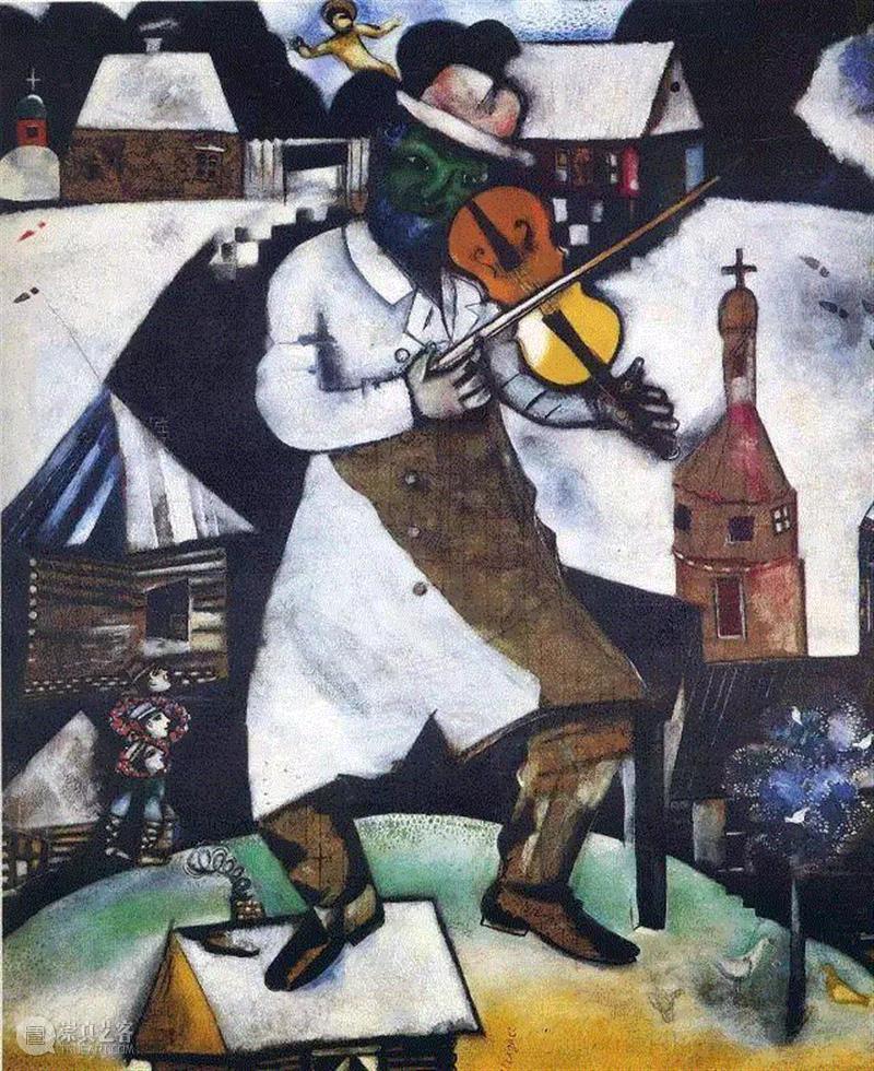 马克·夏加尔，The Fiddler，1913,马克·夏加尔丨他的画里，藏着爱情,俄罗斯,Chagall,巴黎画派,夏加尔,马克·夏加尔,现代主义,犹太,Lex 
