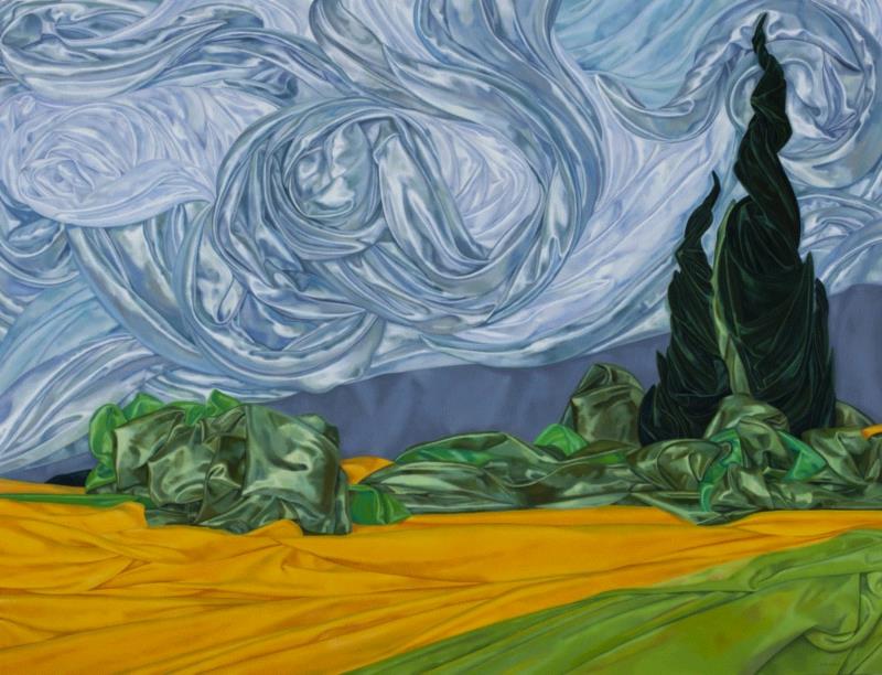 齐新 解读·梵高的有丝柏的麦田 布面油画 130×170cm 2011_副本.jpg