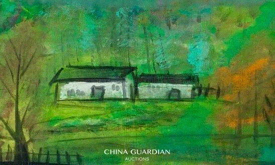 林风眠 《秋景》局部,【嘉德秋拍】东西交融 诗意生命：林风眠《仕女》及《秋景》,林风眠,仕女,秋景,嘉德,绘画,中西,人物,西洋画,镜心,设色纸本