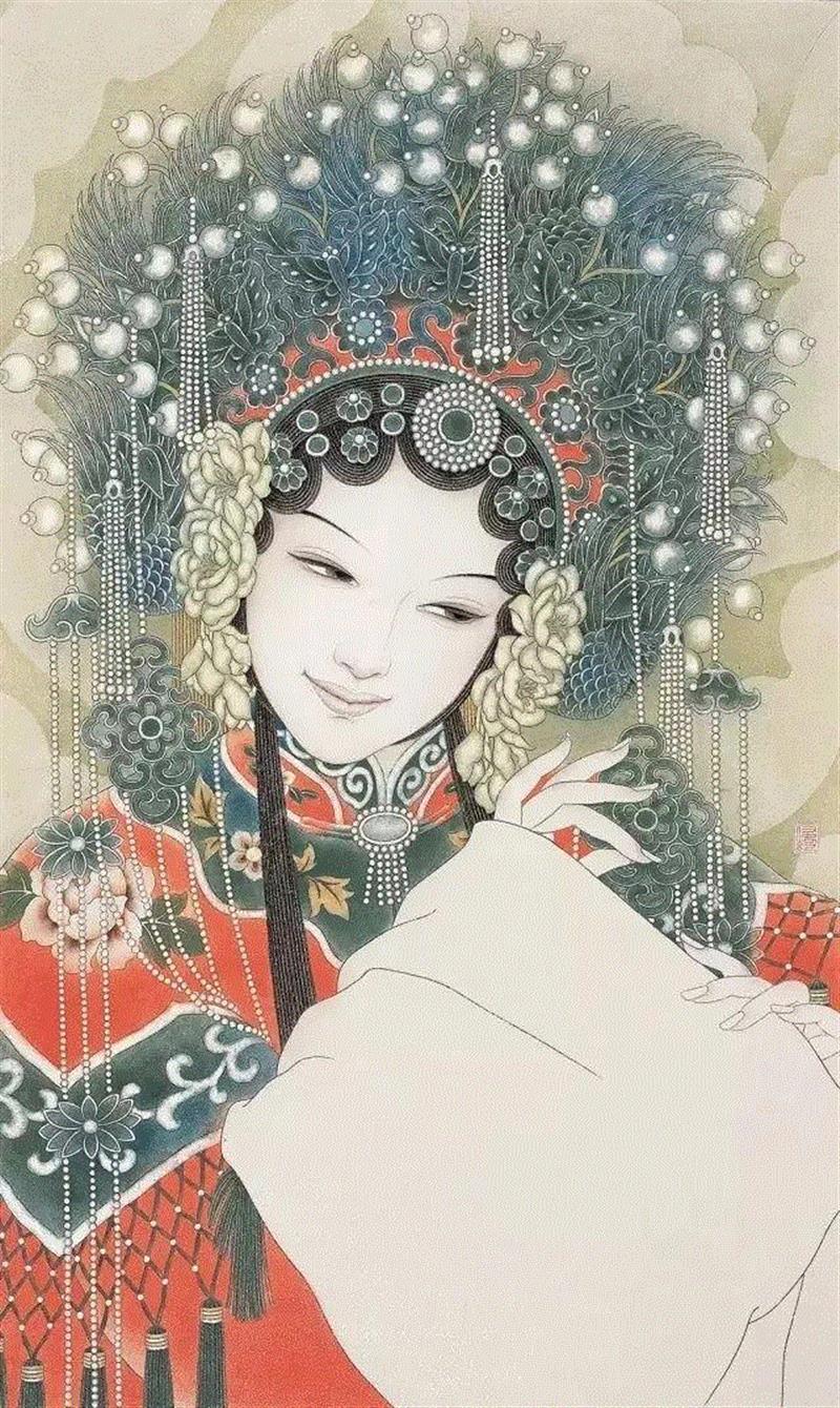 绘画丨她的工笔重彩画作，惊艳了世人,绘画,工笔重彩,女性,颜色,美的,付洛红,河南省,工笔,眼神,纹样