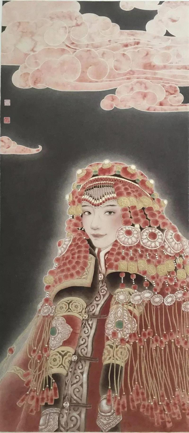 绘画丨她的工笔重彩画作，惊艳了世人,绘画,工笔重彩,女性,颜色,美的,付洛红,河南省,工笔,眼神,纹样