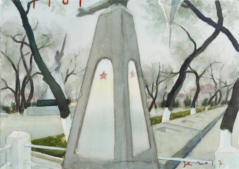 张慧，《风景 2》，纸上水彩，36x51cm，2017,三遠当代艺术中心恭祝大家国庆节快乐 | 10.1-10.3期间闭馆,丙烯,现场图,李易纹,王茂,张慧,油画,陈晓云,刘聪,水彩,董大为