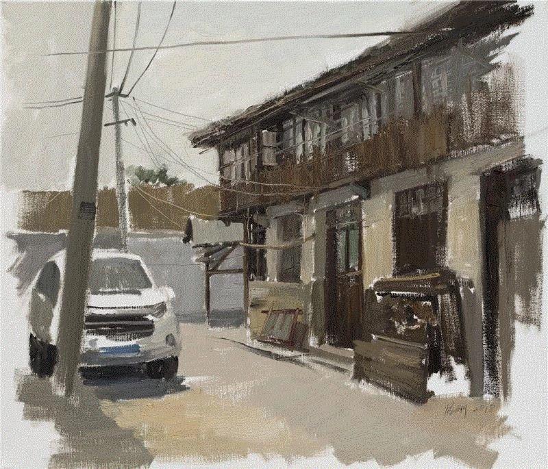  ▲ 田恒刚《严家桥》 60×70cm 布面油画,【即将展出】色彩无锡——2018无锡油画展,无锡,油画展,油画,凤凰艺都美术馆,姓氏,笔画,无锡市文学艺术界联合会,无锡市,事业,张崇政