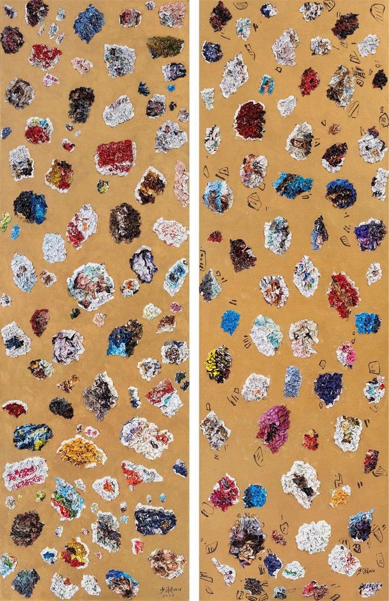 布面纸塑丙烯  Paper and Acrylic on Canvas,林大艺术家｜吴少湘参展“古城新脉－城墙之外2018西安当代艺术展”,吴少湘,西安,林大,古城,城墙,之外,艺术展,奥地利,蒋朔,雕塑