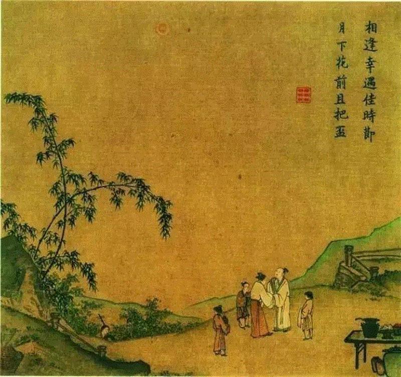 南宋 马远《月下把杯图》,国画里的秋天,意浓~,国画,倪瓒,月下,画中,王蒙,秋色,枝头,主人,笔墨,黄公望