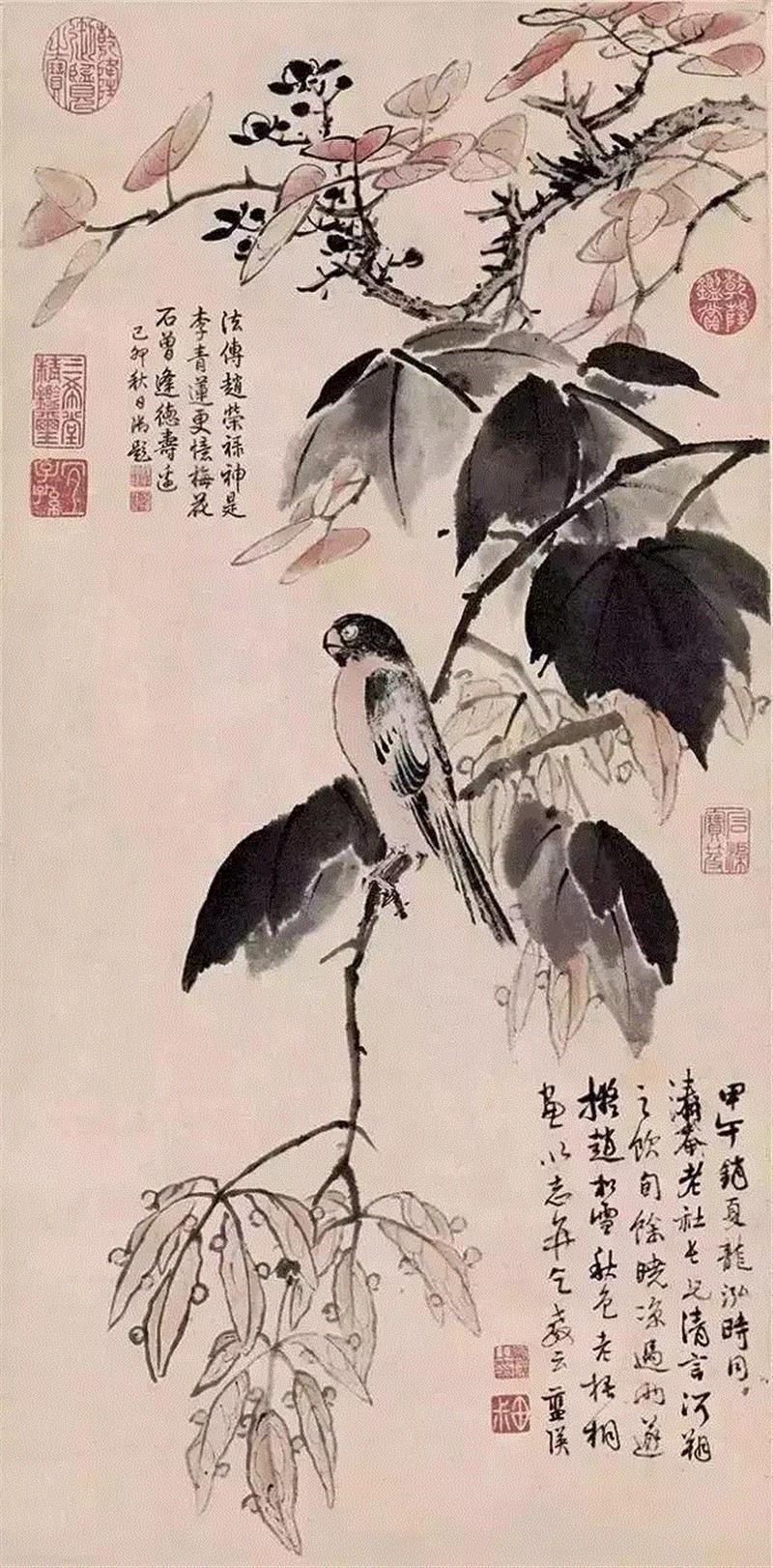明 蓝瑛《秋色梧桐图》,国画里的秋天,意浓~,国画,倪瓒,月下,画中,王蒙,秋色,枝头,主人,笔墨,黄公望