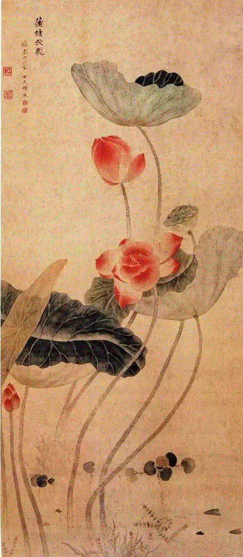 清 恽冰《蒲塘秋艳图》,国画里的秋天,意浓~,国画,倪瓒,月下,画中,王蒙,秋色,枝头,主人,笔墨,黄公望