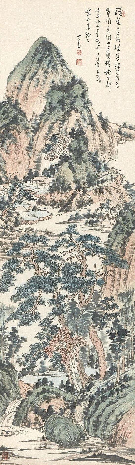 〈翠岭苍松〉,明月清风羲熙人——溥心畬书画 | 中国书画秋拍 (10月2日）,书画,溥心,明月清风羲熙,香港,苍松,台北,钟馗,蘇富比,镜框,画中