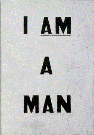 Untitled (I Am a Man), 1988，oil and enamel on canv