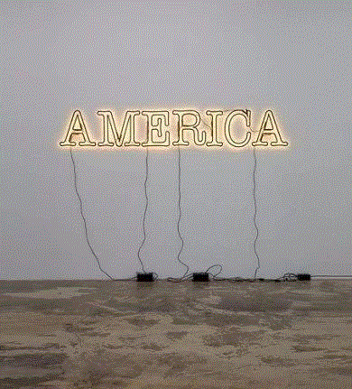Untitled (America), 2008，Neon,同行/陌生化了的霓虹灯,霓虹灯,同行,视频,Ligon,媒介,文学,徐震,绘画,雕塑,油画笔