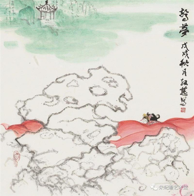 张纫慈 惊梦 58×58 2018,开幕啦！海上有戏——戏曲人物画名家邀请展,戏曲,人物画,名家,邀请展,朱屺瞻艺术馆,戏画,虹口,研究会,关良,人物