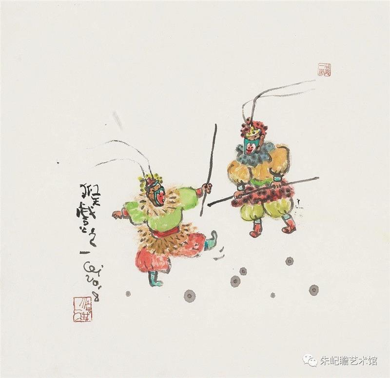 潘顺祺 猴戏之一 57×58 2018,开幕啦！海上有戏——戏曲人物画名家邀请展,戏曲,人物画,名家,邀请展,朱屺瞻艺术馆,戏画,虹口,研究会,关良,人物