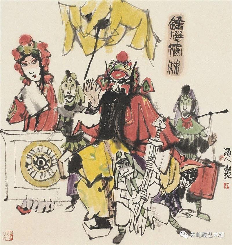 张渭人 京剧折子戏 钟馗嫁妹之一 58×58 2018,开幕啦！海上有戏——戏曲人物画名家邀请展,戏曲,人物画,名家,邀请展,朱屺瞻艺术馆,戏画,虹口,研究会,关良,人物