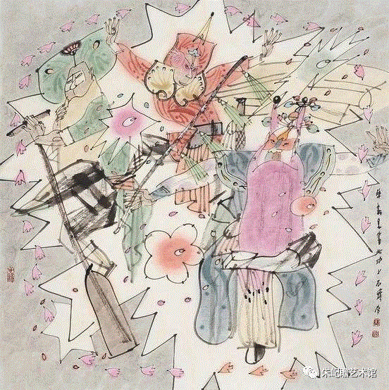 朱新昌 戏曲人物之一 58×57 2018,开幕啦！海上有戏——戏曲人物画名家邀请展,戏曲,人物画,名家,邀请展,朱屺瞻艺术馆,戏画,虹口,研究会,关良,人物