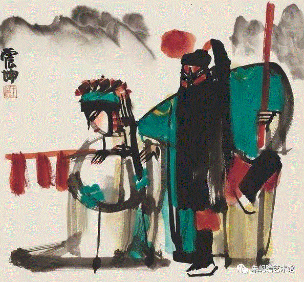 王震坤 千里送京娘之一 43×46 2018,开幕啦！海上有戏——戏曲人物画名家邀请展,戏曲,人物画,名家,邀请展,朱屺瞻艺术馆,戏画,虹口,研究会,关良,人物