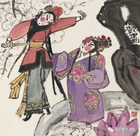 季平 戏画 之一 60×62 2018,开幕啦！海上有戏——戏曲人物画名家邀请展,戏曲,人物画,名家,邀请展,朱屺瞻艺术馆,戏画,虹口,研究会,关良,人物